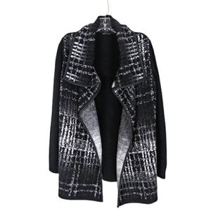 AVA Black & White Open Front Cardigan